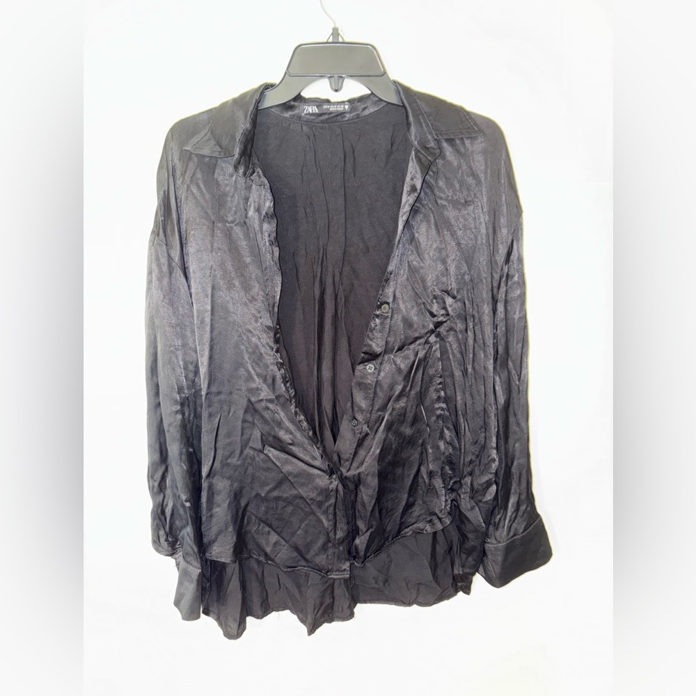 Zara Women’s Button Black Shirt Size Medium